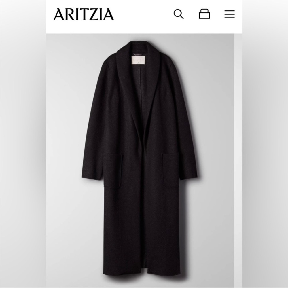 Aritzia The Group Babaton Luxe Lounge Black 100% Wool Cardigan Coat XS